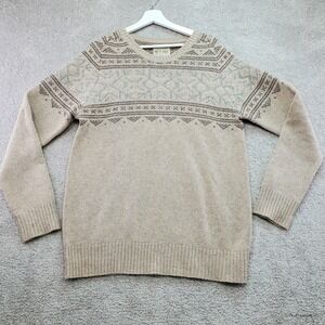 AllSaints Spitalfields Sweater Women XL Beige Wool Alexi Crew Nordic Knit